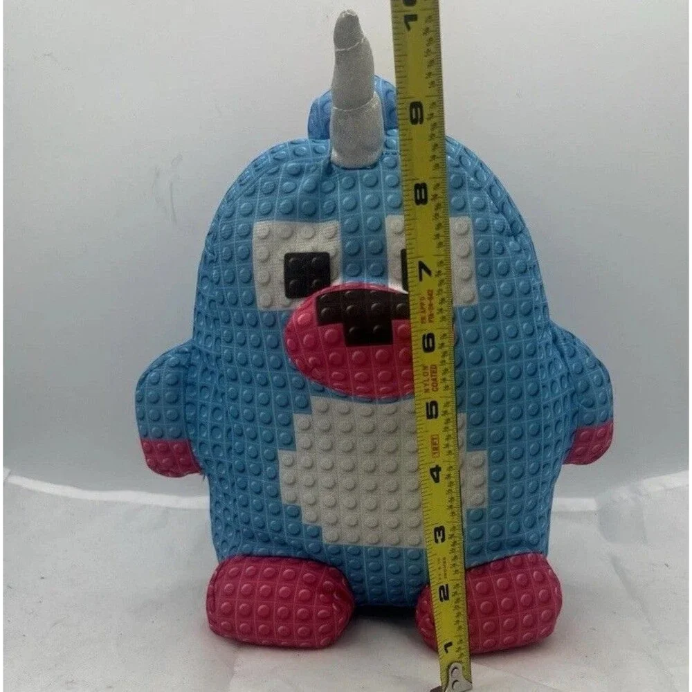 Nanco Blue Unicorn Plush 10” Pixel Block Style Stuffed Animal Pink White Toy